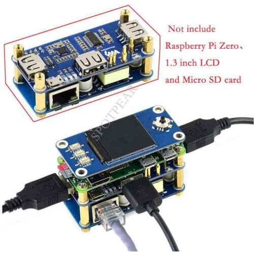 Raspberry Pi Zero PoE Ethernet / USB HUB HAT 1x RJ45, 3x USB