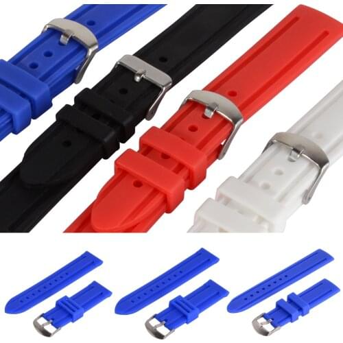 20mm 22mm 24mm Universal Silicon Strap Fashion Sport Outdoor Watchband Electronic Wristwatch Adjustable Rubber Strap 4 Colors
