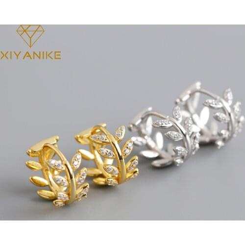 XIYANIKE 925 Sterling Silver Leaf Zircon Earrings Female Fashion Cute Exquisite Elegant Jewelry Accessories Dropshipping Couple