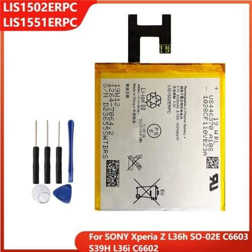 Original Replacement Phone Battery LIS1502ERPC For SONY Xperia Z L36h SO-02E C6603 S39H L36i C6602 LIS1551ERPC Batteries 2330mAh