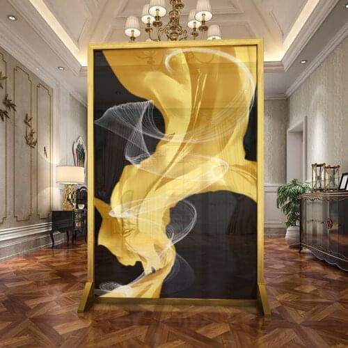 Modern light luxury blocking metal porch art screen separates living room decoration mobile screen