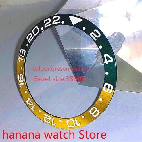 38 mm green yellow ceramic watch glass bezel inserts for 40 mm men’s dial interchangeable accessories 31mm inner diameter