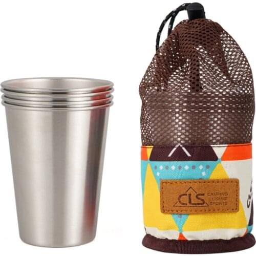 4 Pcs 350ML Stainless Steel Coffee Beer Cup Thermal Insulation Travel Outdoor Picnic Tableware Portable Mug Camping Hiking Gear