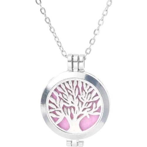 Tree of Life Aromatherapy Diffuser Necklace Locket Pendant Fine Perfume Essential Oil Aroma Box Necklace Retro Fashion Jewelry