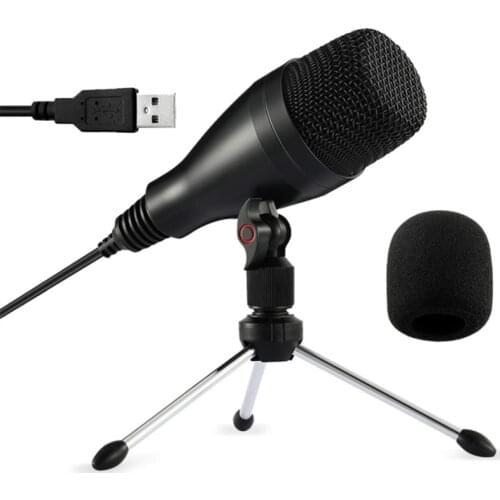 USB Microphone Condenser Recording with Tripod Stand Cover for Podcast YouTube Streaming Gaming Plug and Play Computer Mic