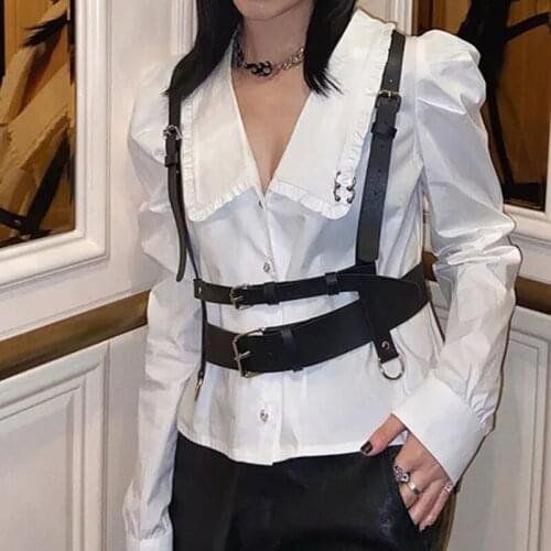 Usexy Goth Shirt Body Bondage Leather Harness For Women Garters Belts Chest Straps Bustier Lingerie Harajuku Gothic Accessories
