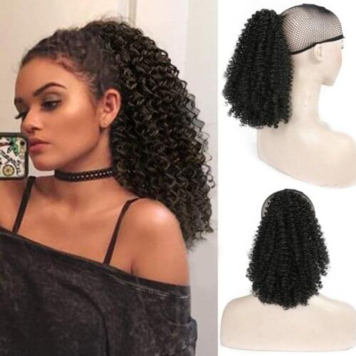 Werd Afro Kinky Curly Ponytail Human Hair Remy Ombre Brazilian Wrap Around Drawstring Ponytail Clip In Hair Extensions
