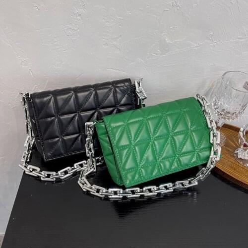 Soft Leather Chain Shoulder Bag Brand Design Women Purses and Handbag Casual Green Black Clutch Tote Bags for Women High Quality