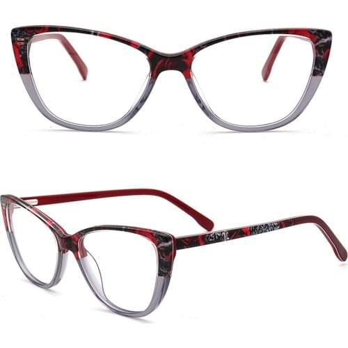 Women Cat Eye Glasses frames for Women Fashion Vintage light Glasses Frames Multicolor Retro Acetate Red Grey Glasses Frames Rx