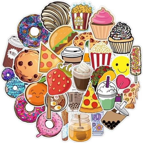 10/30/50/100PCS Cartoon Food Graffiti Stickers Skateboard Fridge Guitar Motorcycle Luggage DIY Classic Toy Sticker Decal for Kid