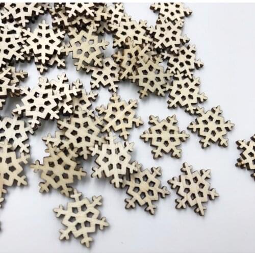 10/50/100PCs Christmas Snowflake Wooden Buttons Fit Sewing and Scrapbook For DIY WB588
