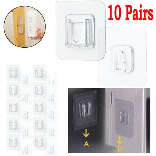 10 Pairs Double-sided Adhesive Wall Hooks Transparent Suction Cup Sucker Hook Waterproof Reusable Home Door Hangging Hooks