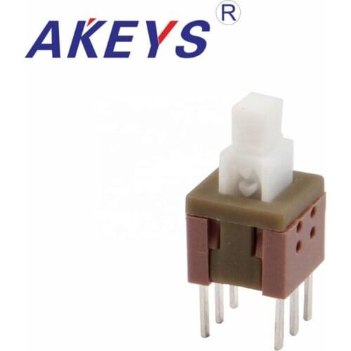 10PCS KFT-5.8A 5.8X5.8mm self-locking switch 6Pin push lock DPDT Mini Micro Push Button Switch
