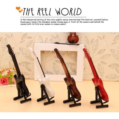10cm Miniature Electric Guitar Replica with Box Stand Musical Instrument Model