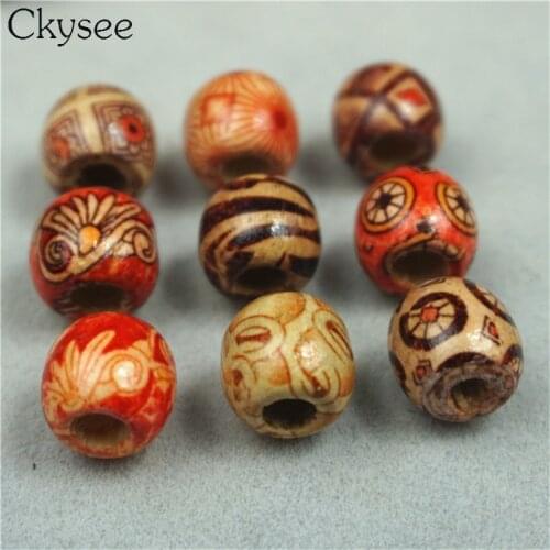 Ckysee DIY 100Pcs/lot Natural Round Spacer Wooden Beads Eco-Friendly Printing Wood Beads Lead-Free Wooden Balls Jewelry Making