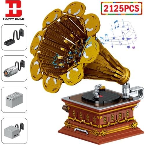 2125pcs City Electric Classical Gramophone Building Blocks friends Home Furnishings Retro Record Player Bricks Toys for Children