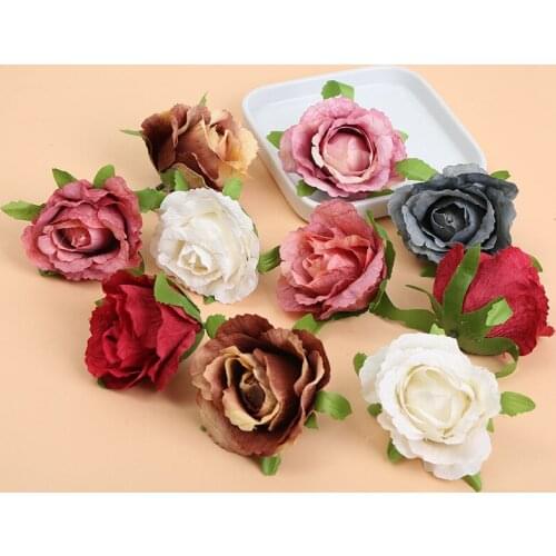 30pcs Lotus head simulation flower Retro Tea Rose living room decoration false flower decoration wedding flower