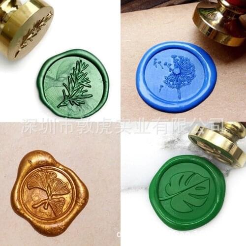 4pcs/lot Seal Wax Stamp Leaves Plants Flowers Letter Birthday Gift Envelope Sealed Postmark Background Arts Craft Supplies