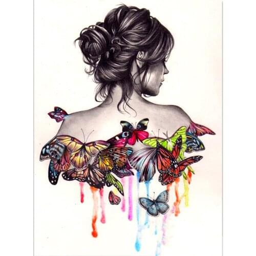 5d DIY Diamond Painting "Butterfly back girl " full Diamond Embroidery woman