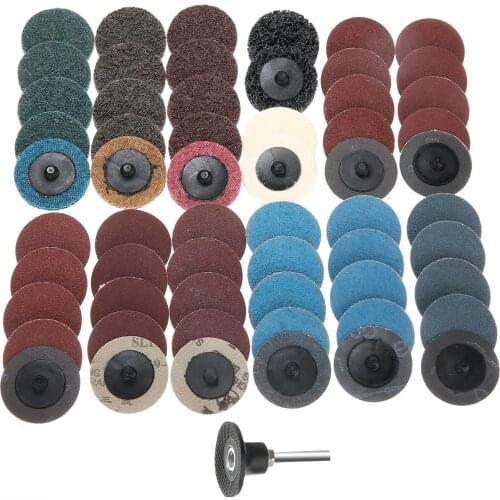 60Pcs 2 Inch Quick Change Sanding Disc Roll Lock Surface Polishing Pad Sandpaper Abrasive Disc 50mm 60/80/120/180/240 Grit