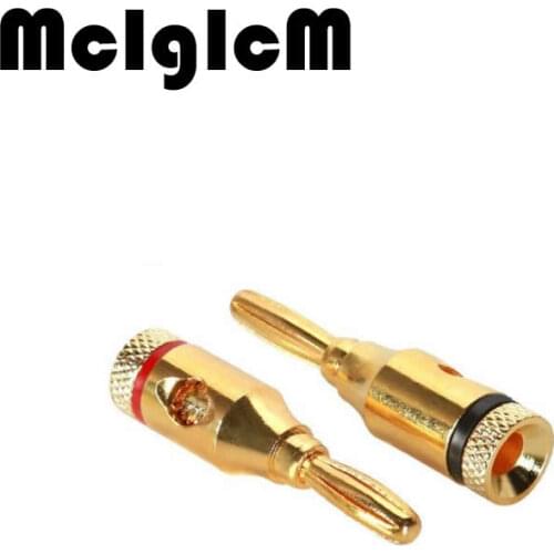 8PCS Connector Banana Plug Copper 4mm Gold plated Musical Speaker Cable Wire Banana Plugs in Wire Connectors Banana 4mm