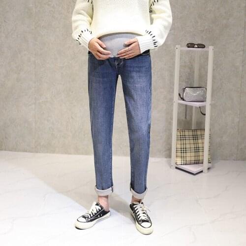 945# Maternity pants Spring Autumn Loose Casual Maternity Jeans Belly Support Pants Elastic Waist Maternity Trousers