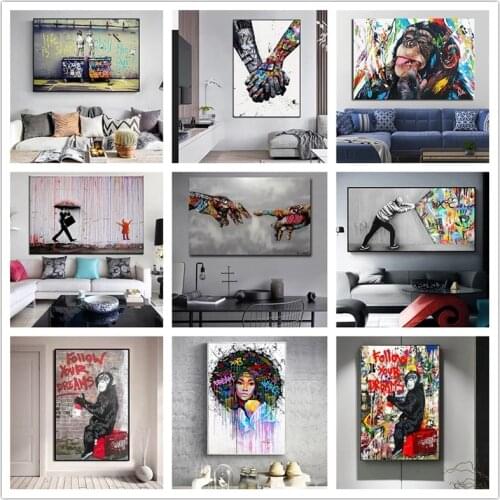 Banksy Street Graffiti Art Collage Monkey Canvas Painting Posters and Prints Cuadros Wall Art Picture for Living Room Home Decor