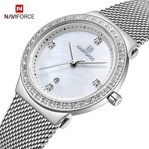 NAVIFORCE New Women Luxury Brand Quartz Watch Lady Fashion Stainless Steel Watches Ladies Waterproof Wristwatch Relogio Feminino