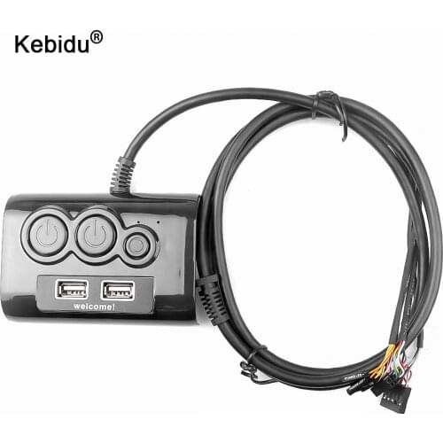 Desktop Computer PC Case Power Supply on/off Reset Button Switch with Double USB and Audio Ports for Office Internet Cafes Home