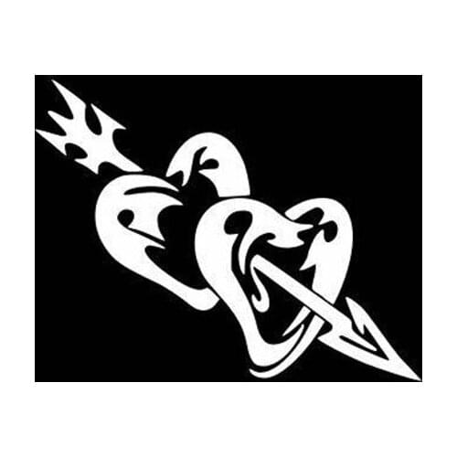 Black/Sliver Two Hearts Vinyl Car Body Sticker Car Decal Window Art Bumper Car Rear windshield Decor Unique S1018