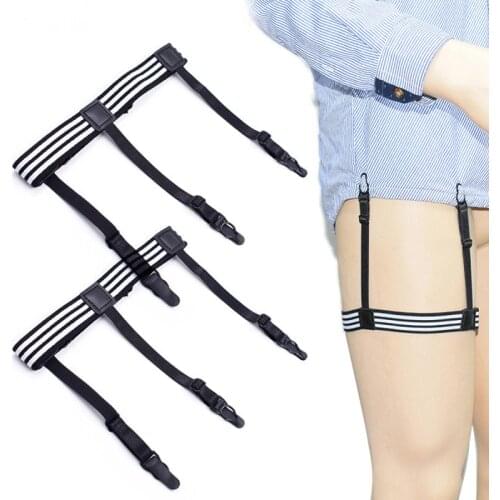 Men Shirt Stays Garters 1 Pair Adjustable Elastic Shirt Holders Straps Sock Non-slip Clamps Leg Suspenders Anti-skid Garters