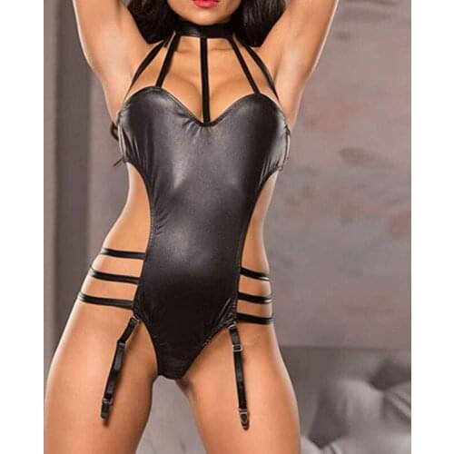 Erotic Sexy Strap Lingerie Women Erotic Dress PU Leather Gather Clubwear Exotic Apparel Sex Bondage Porno Costumes Underwear