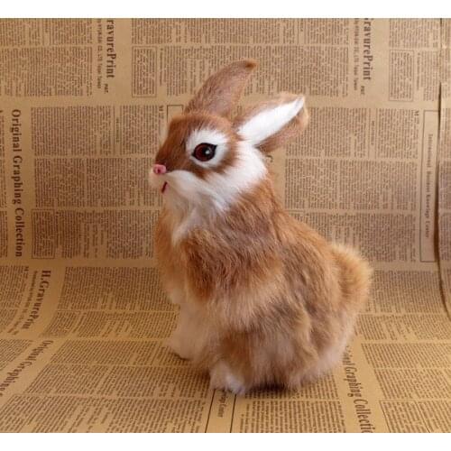 Simulation standing yellow rabbit 15x10x23cm model,polyethylene&fur handicraft toy prop,home decoration Xmas gift b3808