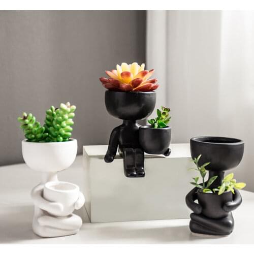 Ceramic Vase Nordic Home Decoration Sculpture Room Decoration Statue Modern Art Figure Flower Pot Succulents Container Crafts