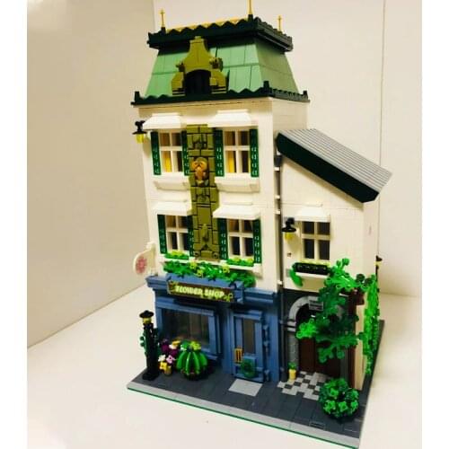 Street View Series European Restaurant Building Blocks Store Grocery Store Flower Room Bricks Model House Toys For Kid Gift