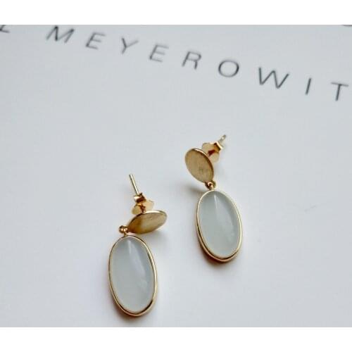 Korea 925 sterling silver earrings as a whole Shallow blue stones Real Silver earrings gold wire earrings earrings