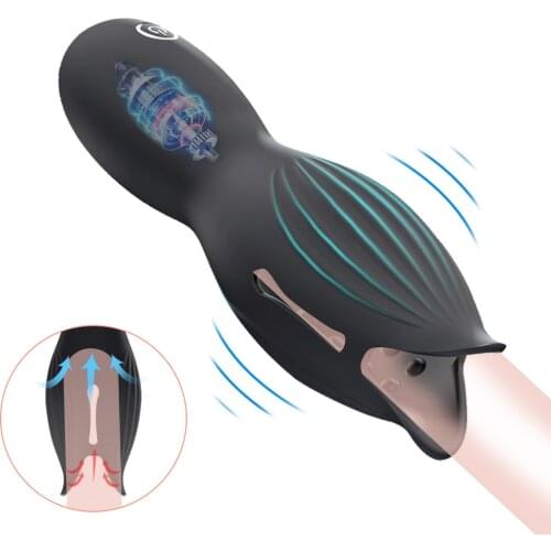 Penis Massager Delay Trainer Male Masturbator Vibrator Automatic Oral Climax Glan Stimulate Massage Aircraft Cup Sex Toy for Men