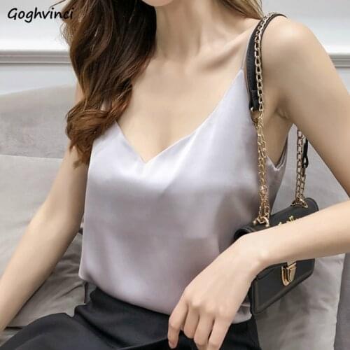 Camis Women Summer Spaghetti Strap Elegant Sexy Satin Slip Korean Womens Tops Crop-top Casual Fashion Camisoles 6-color Ulzzang