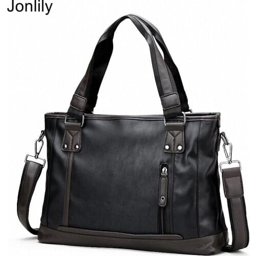 Jonlily Mens PU Leather Shoulder Bag Fashion Messenger Crossbody Bag Business Commuter Bag Teens Daybag -KG445