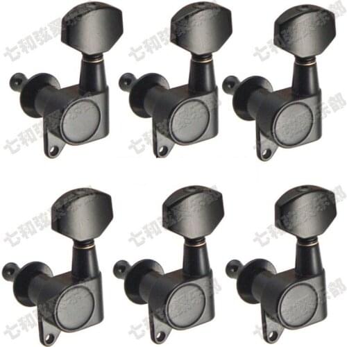 A Set 6L Screw mounting hole vertical Black Electric Guitar String Tuning Pegs keys Tuners Machine Heads For Guitar, SX2010