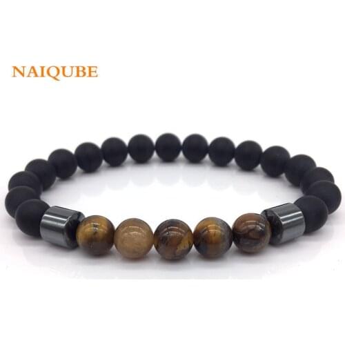 NAIQUBE Popular Tiger Eye Bead Bracelet Men 2020 New Fashion Stone Beaded Charm Bracelet For Men Jewelry Gift