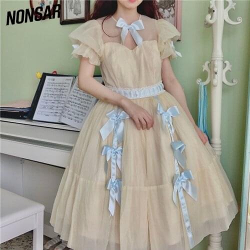Mothybot Spring New French Lolita Retro Dress Hepburn College Sweet Girl Dress Super Fairy Princess Clothes