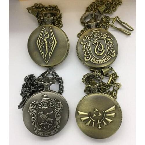Wholesale 20 PCS/lot Bronze black antiques mens steampunk FOB chain watches