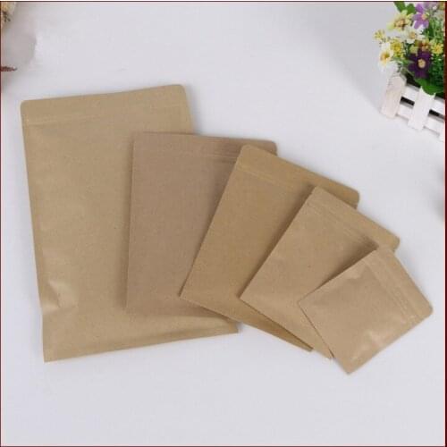 17*24cm 50pcs Kraft Paper Ziplock Bag For Gift/tea/candy/jewelry/sweets/bread Packaging Paper Food Bag Diy Jewelry Pack Display