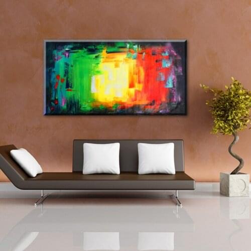 Hand Painted Modern Abstract Oil Painting On Canvas Lovely Color Collision Mix Home Wall Art Decor 20x40inch