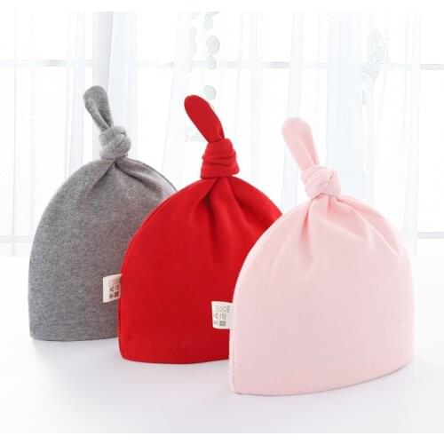 Fashion Knot Baby Hat Candy Color Cotton Boy Cap Spring Autumn Baby Girls Newborn Infant Toddler Kids Hats for Unisex Girls Boys