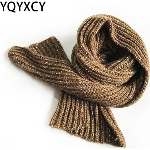 YQYXCY Scarf Women Autumn Winter Wide Scarves Women 2020 New Fashion Warm Sequins Long Designer Scarf For Ladies Shawl Female
