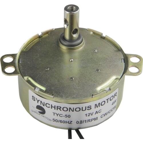 TYC-50 Synchronous Motor 12V AC 0.8/1RPM CW/CCW High Torque motor 4W Permanent Magnet Gear Motor