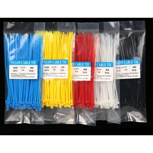 100pcs/bag Colorful 3X150MM Self-Locking Plastic Nylon Wire Zip Ties Cable Tie Seven Color