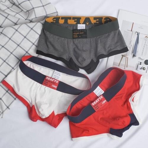 SEAFTE Cotton Mens Underwear Boxer Shorts Fashion Men Boxers Low Waist Comfortable Breathable Youth Mens Underpants 2020 New